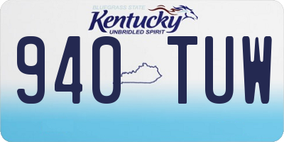 KY license plate 940TUW