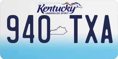 KY license plate 940TXA