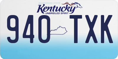 KY license plate 940TXK
