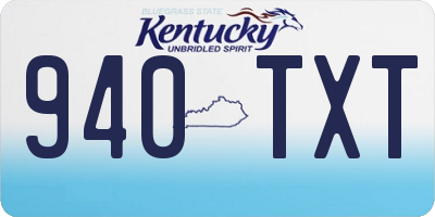 KY license plate 940TXT
