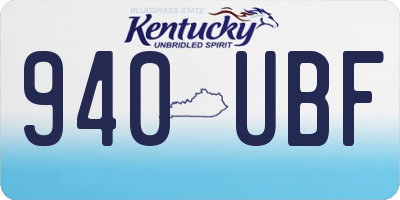 KY license plate 940UBF