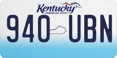 KY license plate 940UBN