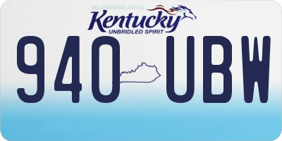 KY license plate 940UBW