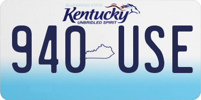 KY license plate 940USE