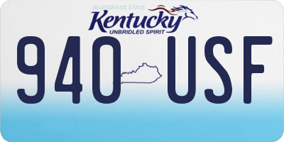KY license plate 940USF