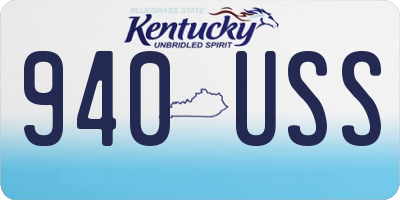 KY license plate 940USS
