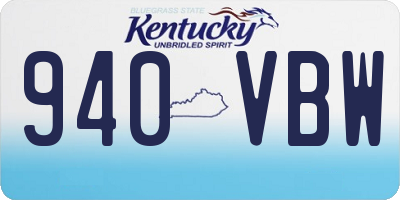 KY license plate 940VBW