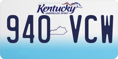 KY license plate 940VCW