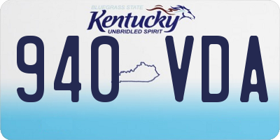 KY license plate 940VDA