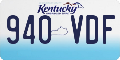 KY license plate 940VDF