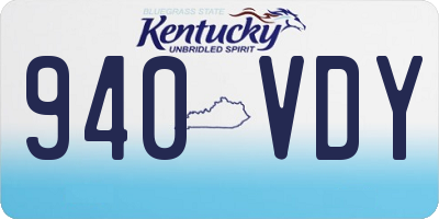 KY license plate 940VDY