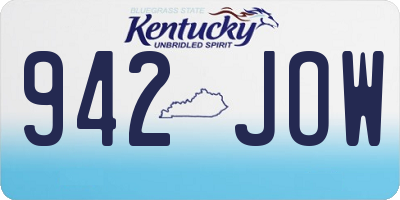 KY license plate 942JOW