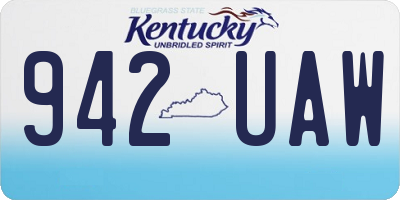 KY license plate 942UAW