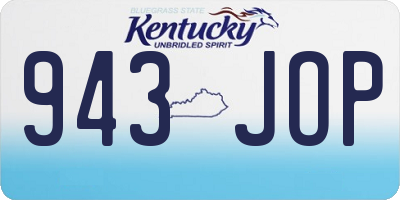 KY license plate 943JOP