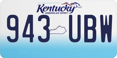 KY license plate 943UBW