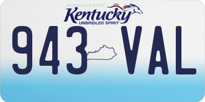 KY license plate 943VAL
