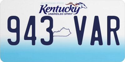 KY license plate 943VAR