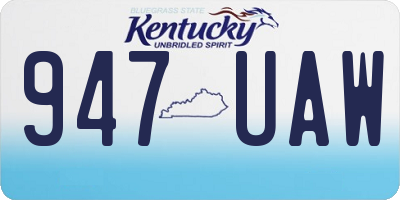 KY license plate 947UAW