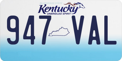 KY license plate 947VAL