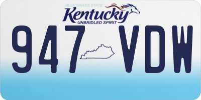 KY license plate 947VDW
