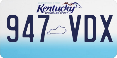 KY license plate 947VDX