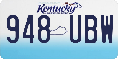 KY license plate 948UBW