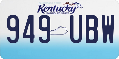 KY license plate 949UBW