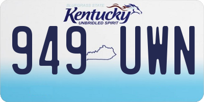 KY license plate 949UWN