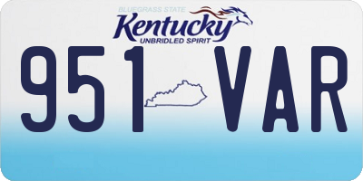 KY license plate 951VAR