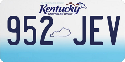 KY license plate 952JEV