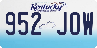 KY license plate 952JOW