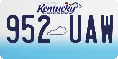 KY license plate 952UAW
