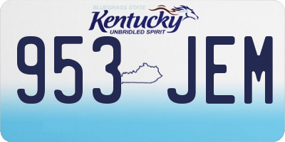 KY license plate 953JEM