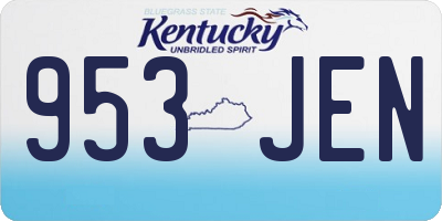 KY license plate 953JEN
