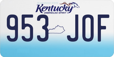 KY license plate 953JOF