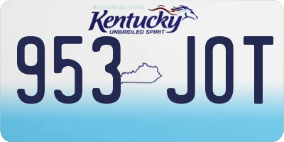 KY license plate 953JOT