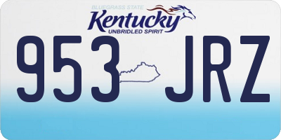KY license plate 953JRZ