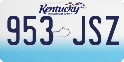 KY license plate 953JSZ