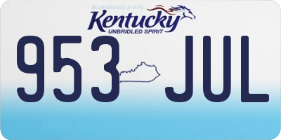 KY license plate 953JUL