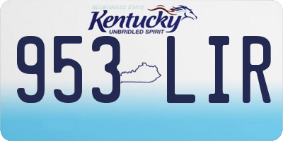 KY license plate 953LIR