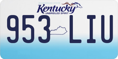 KY license plate 953LIU