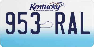KY license plate 953RAL