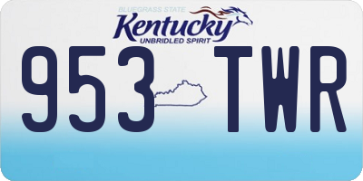 KY license plate 953TWR