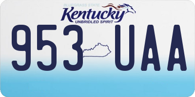 KY license plate 953UAA