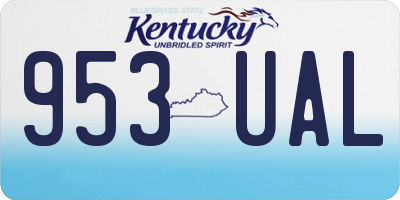 KY license plate 953UAL