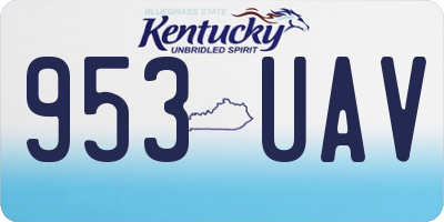 KY license plate 953UAV