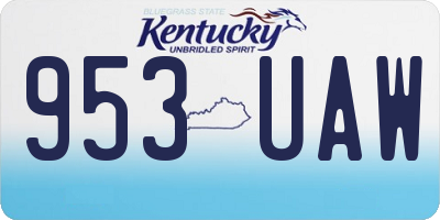 KY license plate 953UAW