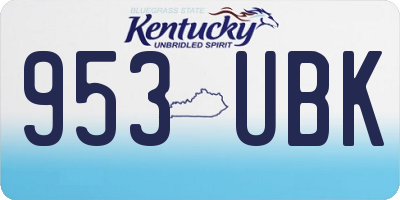 KY license plate 953UBK