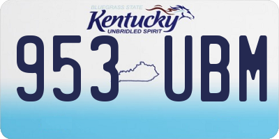 KY license plate 953UBM