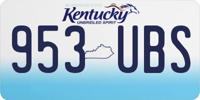 KY license plate 953UBS